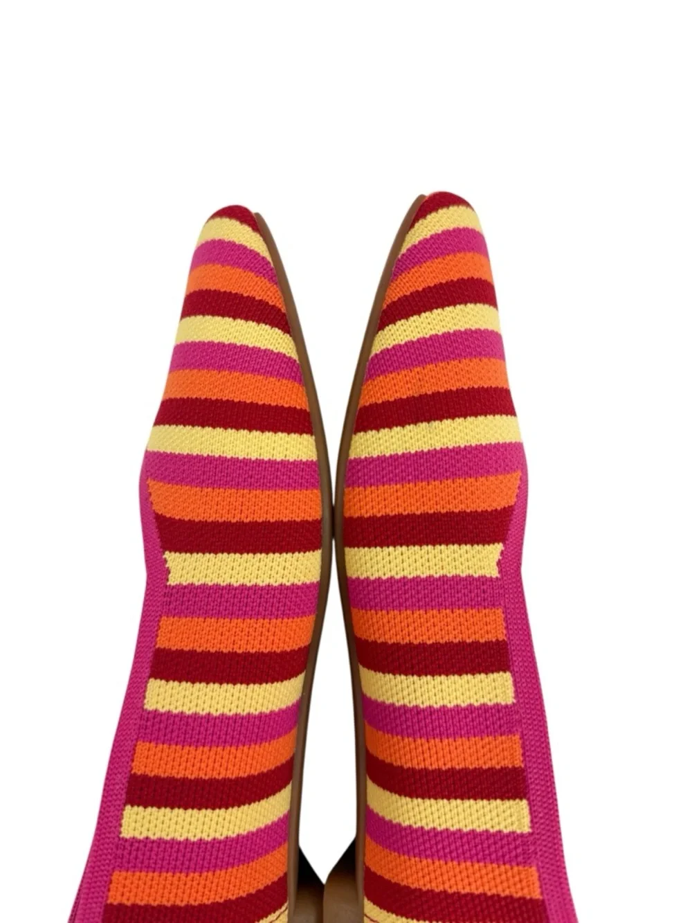 Vivaia Square Toe V-Cut Flats Multicolored Stripe Margot 2.0 Size 40/ US 9